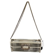 Roger Vivier Crystal Buckle Clutch Bag in White PVC