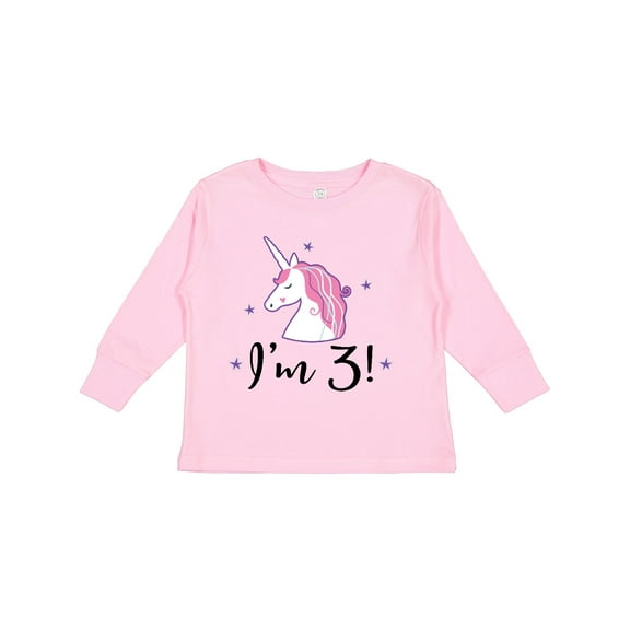 Inktastic Third Birthday Cute Unicorn Girls Long Sleeve Toddler T-Shirt
