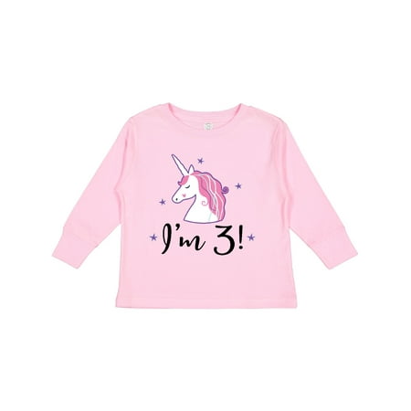

Inktastic Third Birthday Cute Unicorn Gift Toddler Toddler Girl Long Sleeve T-Shirt