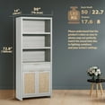 thumbnail image 4 of ARKANTOS Rattan Bookcase with Doors, 5 Shelf Adjustable Bookshelf and Storage Cabinet, Mist Oak, 4 of 8