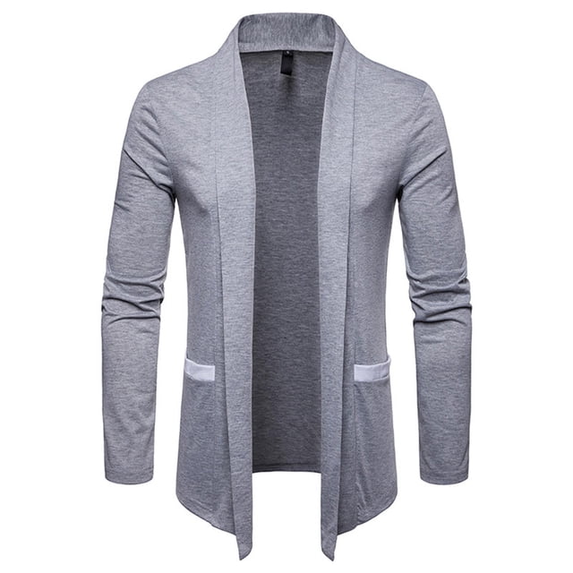 CEHVOM Men Pocket Cardigan Turndown Casual Polyester Sweater Slim Fit Jacket