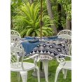 thumbnail image 3 of Outdoor Tablecloth with Umbrella Hole for Patio/Picnic/Party/Camping, Boho Blue Striped Waterproof Table Cloth Round Cover Washable, Beige Ethnic Tribe Southwestern Vintage (Dia 60"), 3 of 9