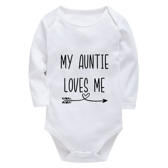 My Auntie Loves Me Baby Outfits Gender Neutral Long Sleeve Coming Home Outfit for Baby Boy White Baby Boy Romper Newborn