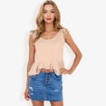 thumbnail image 4 of Women's Sleeveless Peplum Top With Tie Shoulder Straps And Scoop Neck- Small, Beige, 4 of 7