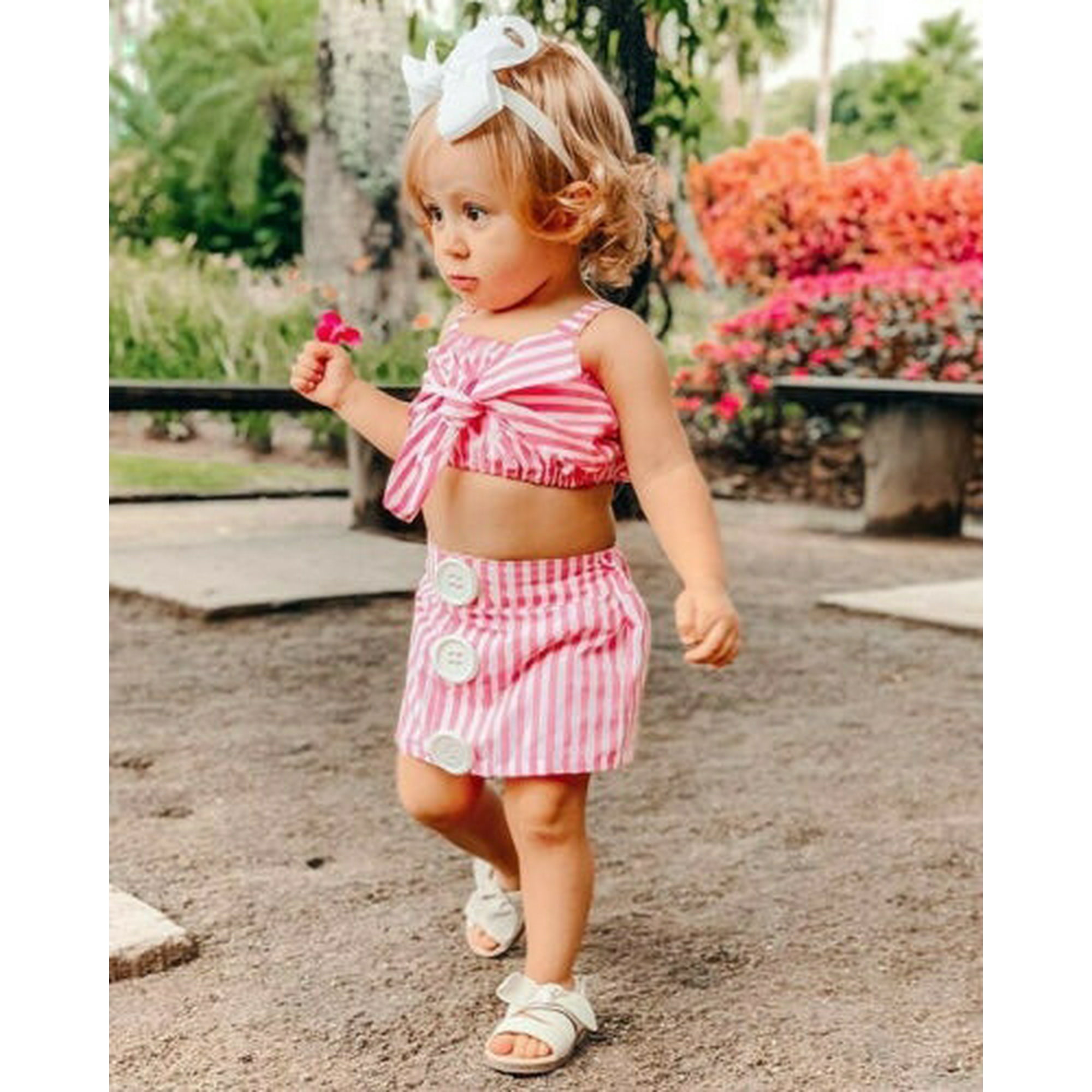 Toddler 2PCS Toddler Baby Girl Summer Crop Tops T shirt Short Skirt Outfits Clothes Walmart