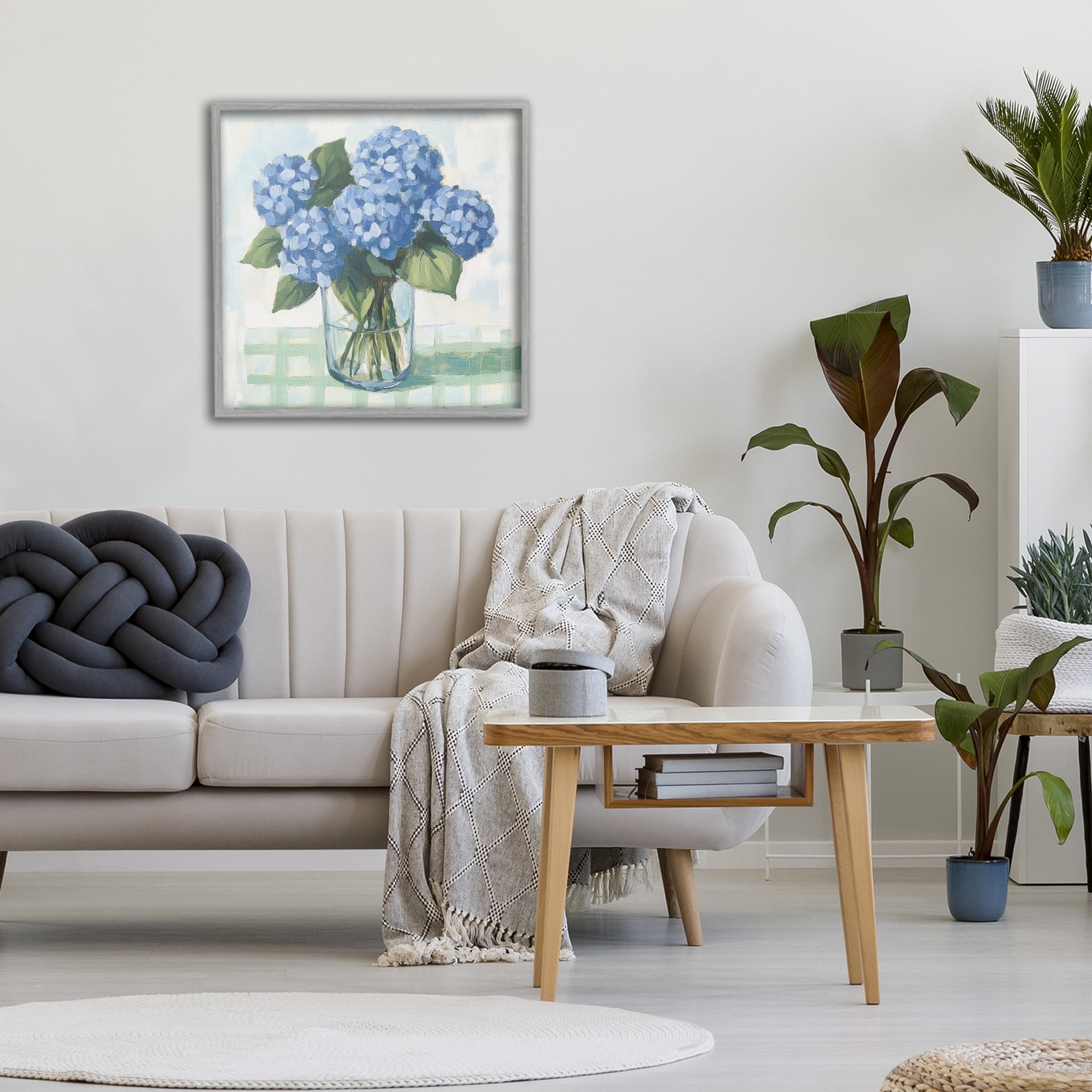 Stupell Industries Quaint Picnic Hydrangeas Gray Framed Giclee Art, design by Petal Prints Design