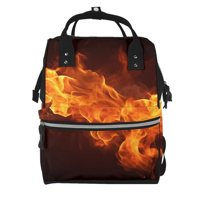 Disketp Fiery Orange Flames Energy Mochila de Pañales de Gran Capacidad con Múltiples Bolsillos, Mochila de Viaje Multifuncional para Bebé, Unisex, Moderna y Resistente