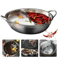 12" Stainless Steel Pot Hot Pot Shabu Shabu Dual Site Divider Cooking Pot with Lid