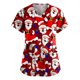 thumbnail image 1 of Blusa de manga corta con cuello en V para mujer, uniforme con bolsillos estampados de Navidad Pompotops hkajfhjk457498, 1 of 3