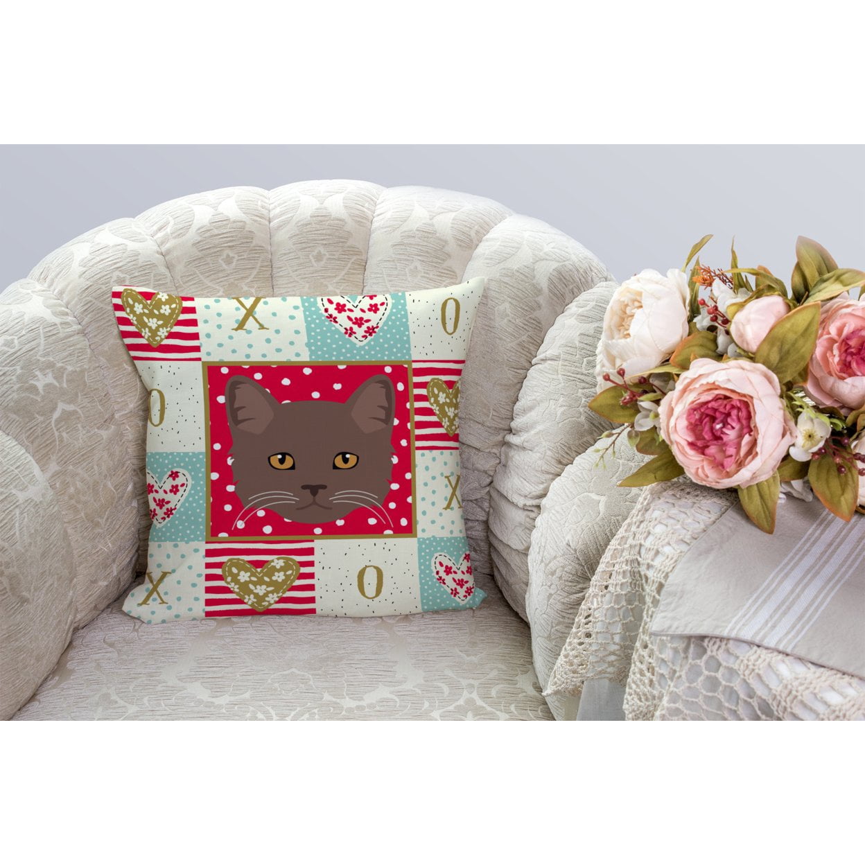 York Chocolate Cat Love Fabric Decorative Pillow