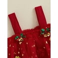thumbnail image 6 of Jaweiwi Toddler Kids Little Girl Christmas Dress 1-9 Years Star Print Square Neck Sleeveless Layered Tulle Dresses with Plush Ball Christmas Hat, 6 of 9