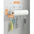 thumbnail image 5 of Black Refrigerator Rack Wall Mount Paper Towel Holder with Hooks,Fridge Side Shelf Kitchen Hooks for Towel, Pot Pan, Spoon, Coats, Bathrobe, Wall Mounted Hanger, 5 of 5