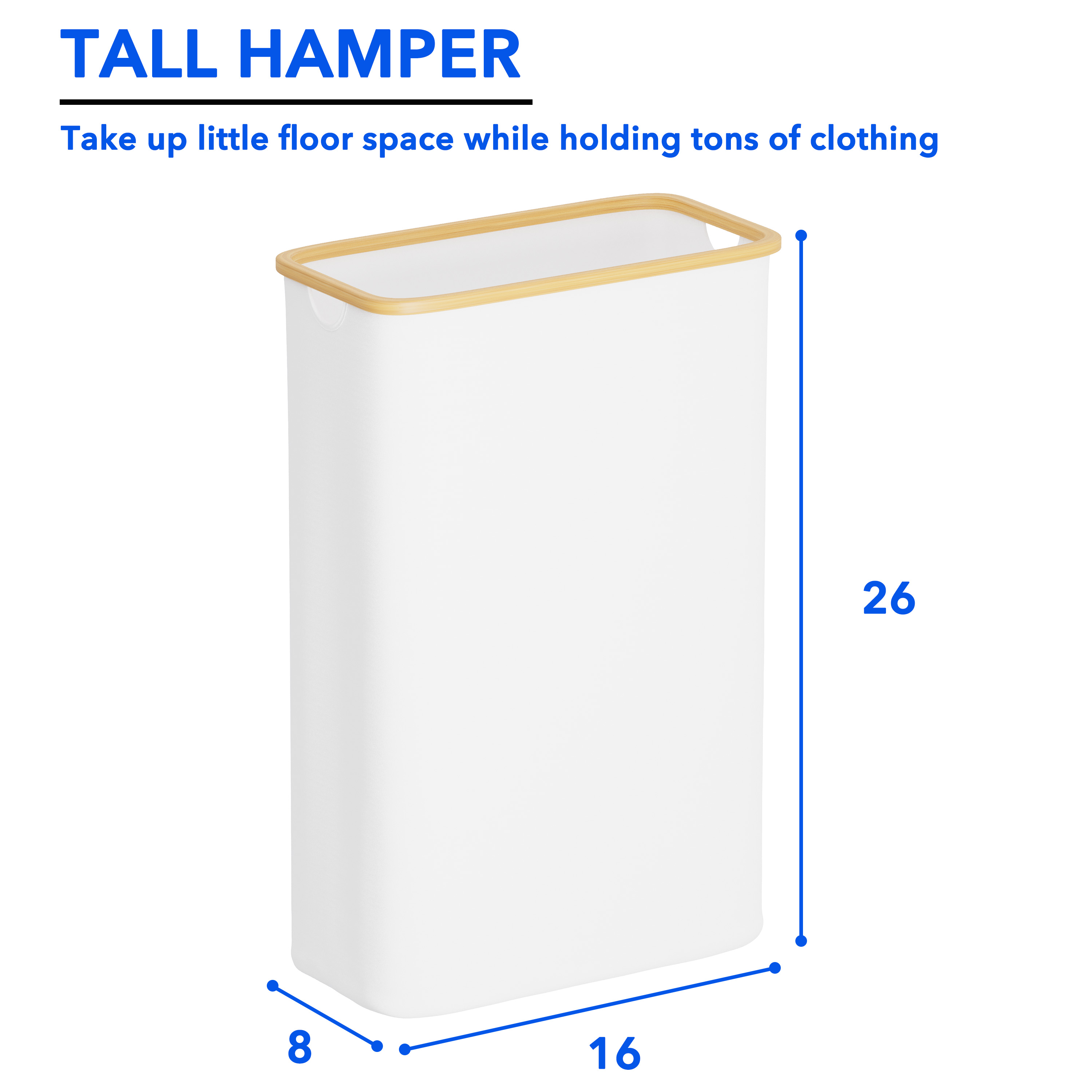 Tooloton 60L Large Laundry Hamper, White