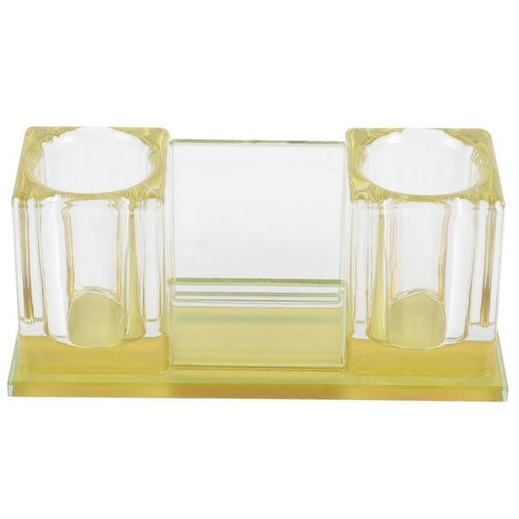 Desk Mount Mic Stand Acrylic Microphone Stand Rectangular Golden KTV Mic Storage Stability 1Pcs