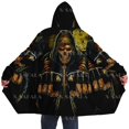 thumbnail image 1 of Capa Gruesa y cálida con capucha para hombres, abrigo con estampado 3D de calavera de sangre y muerte, bata de lana a prueba de viento, manta con capucha-4, 1 of 4