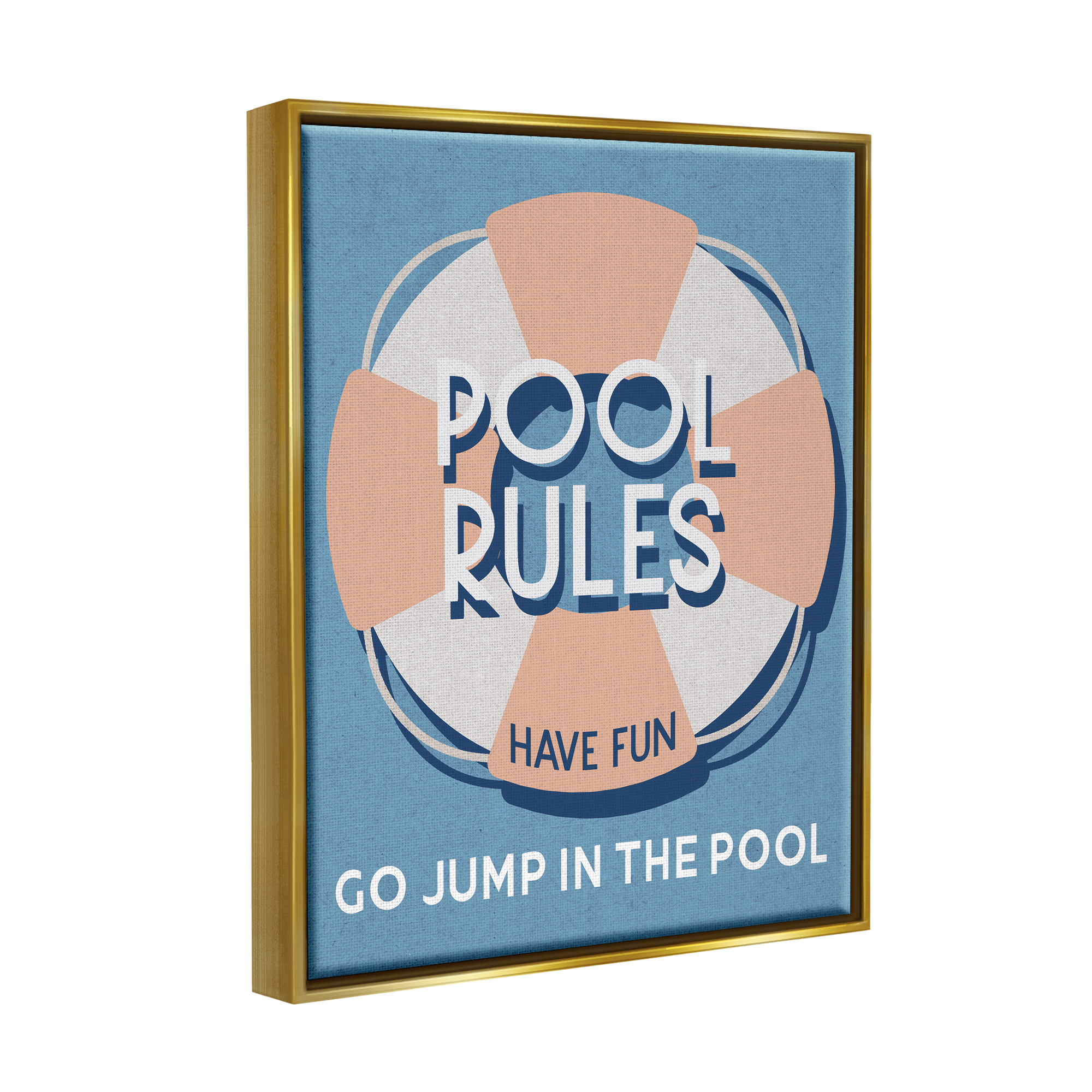 Stupell Industries Vintage Pool Rules Nature Painting Gold Floater Framed Canvas Art Print Wall Art, 17 x 21