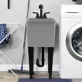 thumbnail image 3 of Tehila Space Saver Freestanding Grey Laundry/Utility Sink, Black Finish Pull-Out Faucet, 3 of 9