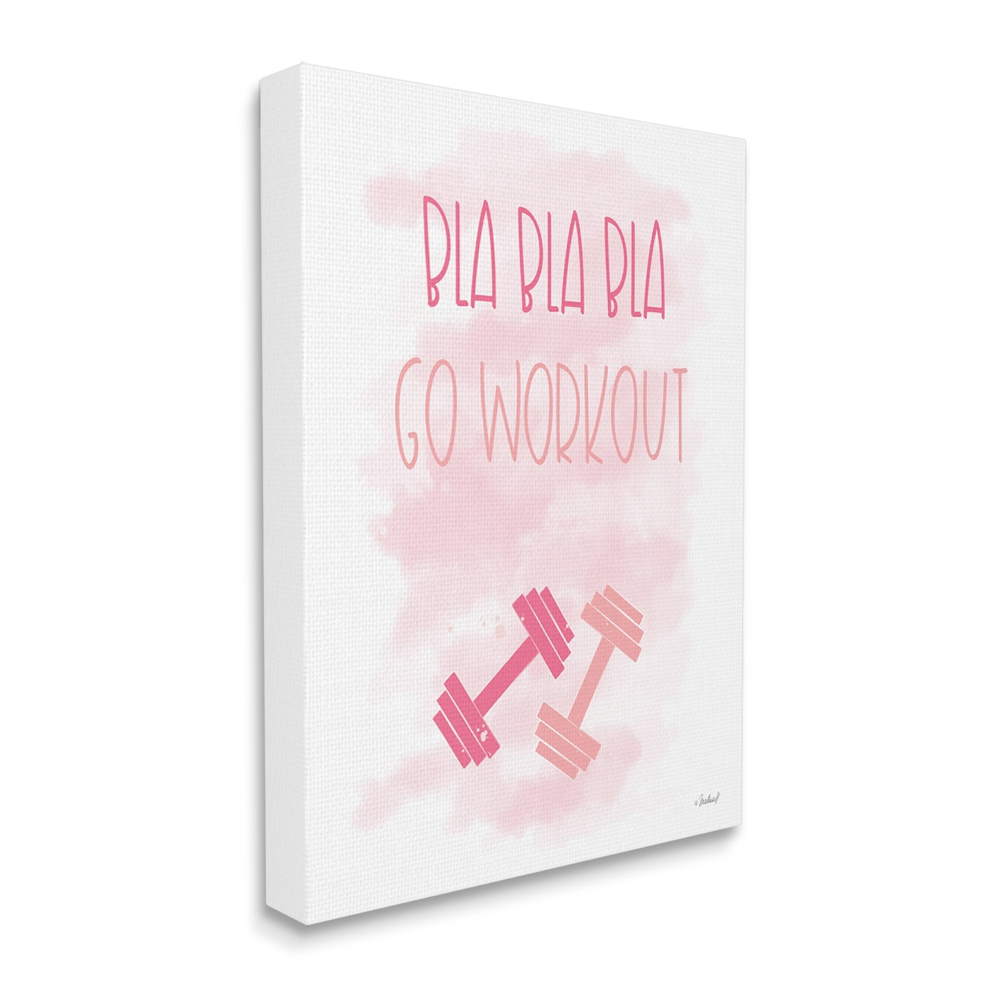 Stupell Industries Go Workout Girl Gym Weights Pink Misty Background,36 x 48, Design by Martina Pavlova