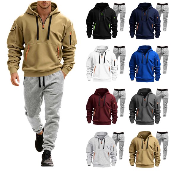Stamzod Men's Tracksuits 2 Piece Sweatsuit Sets Casual Athletic Hoodie and Sweatpants Set Jogging Track Suits Mens with Pocket M