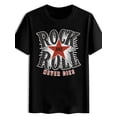 thumbnail image 1 of T Shirt Red Five-pointed Star ROCK AND ROLL Printed Men's Casual Round-neck, 1 of 5