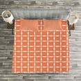 thumbnail image 3 of Ambesonne Floral Quilted Bedspread Set 3 Pcs, Modern Flower Petal Tile, Queen Size, Orange White, 3 of 3