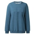 thumbnail image 4 of Ediodpoh Womens Casual Solid Round Neck Long Sleeve Sweatshirt Loose Top Womens Sweatshirts Blue S, 4 of 5
