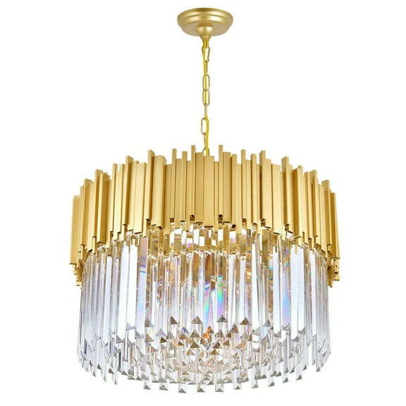 CWI Lighting Deco 7 Light Down Contemporary Metal Chandelier in Gold