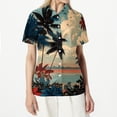 thumbnail image 2 of ASDFVBKG Hawaiian Shirts for Women Tropical Floral V Neck Button Up Tshirt Summer Beach Short Sleeve Blouses Tops Dark Blue S, 2 of 6