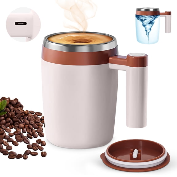 BECOMFY Self Stirring Coffee Mug, Automatic Magnetic Mixing with Lid, Stainless Steel