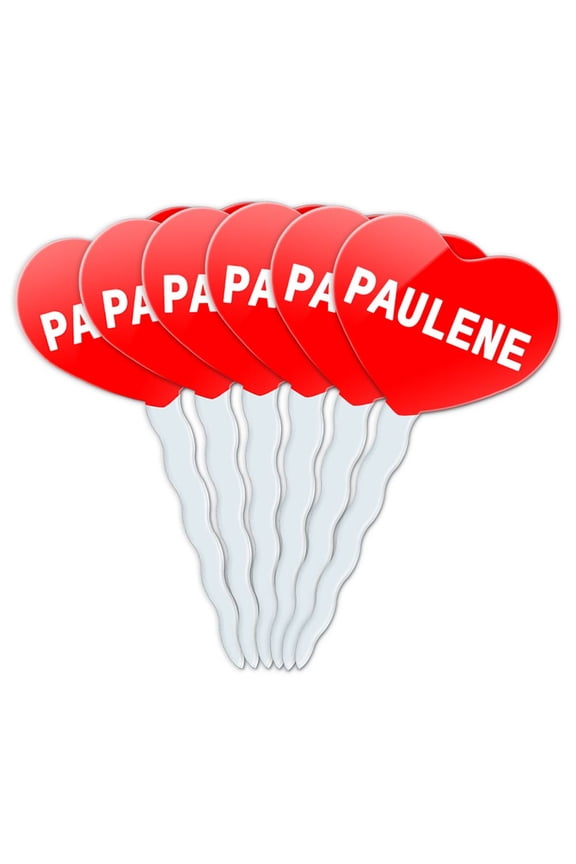 Paulene Heart Love Cupcake Picks Toppers - Set of 6