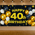 thumbnail image 4 of Glamorous Happy 40th Birthday Banner with Gold Star Elements and Balloon Decors Party Backdrop for Photography Props Birthday Party Decoration Supplies, 4 of 7