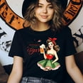 thumbnail image 3 of Beer Lover Graphic Tee | Retro Pin-Up Girl Funny Drinking T-Shirt, White, Size S, 3 of 6