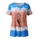 thumbnail image 3 of Gibobby Playera de Manga Corta con Cuello Redondo Blusa manga corta con cuello redondo y estampado plumas a la informal para mujer(Azul,CH), 3 of 4