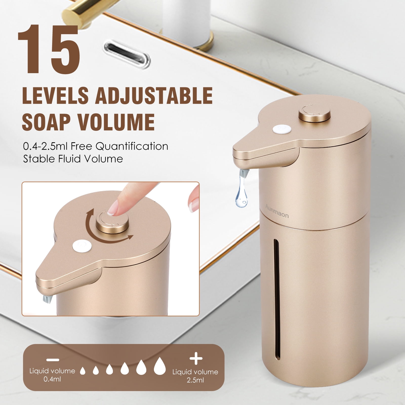 Automatic Soap Dispenser Touchless,Simple Physical Adjustment Hand Soap Dispenser,Low Battery Consumption Dish Soap Dispenser Kitchen Bathroom,Hands Free Auto Soap Dispenser