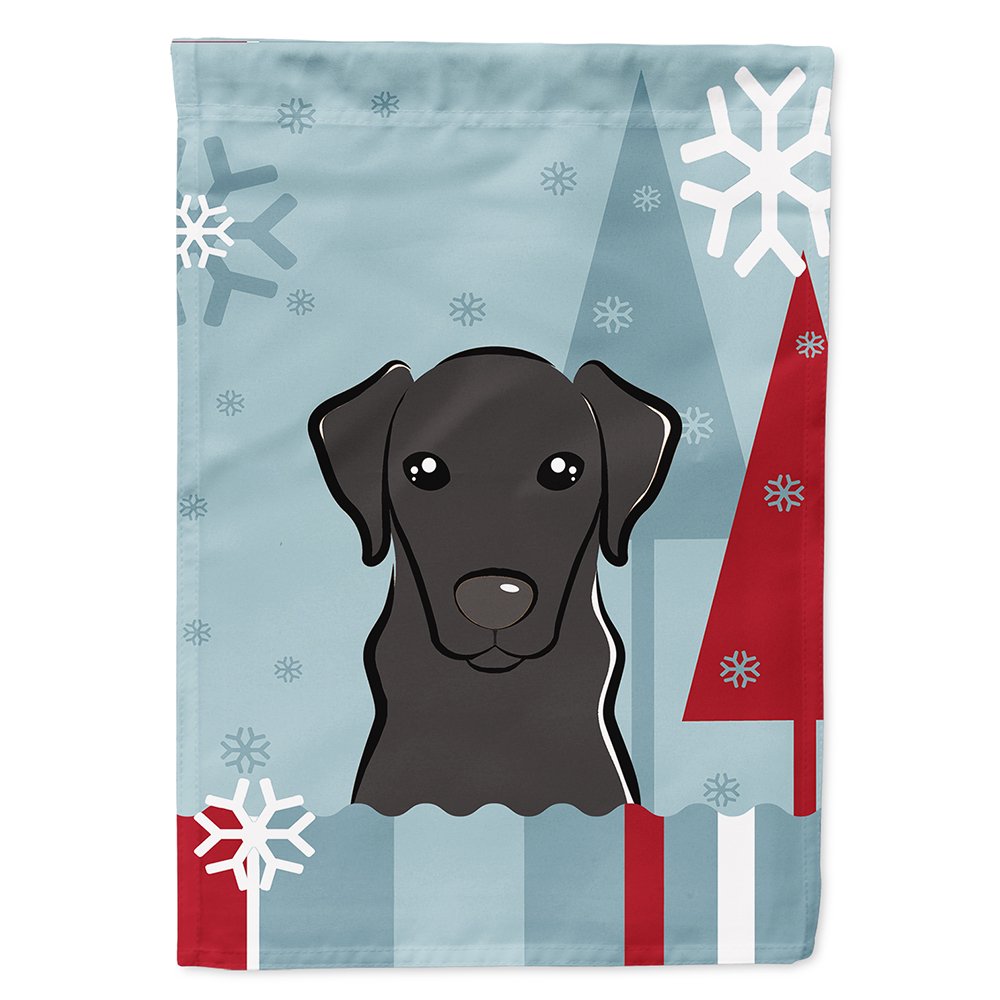 Winter Holiday Black Labrador Flag Canvas House Size