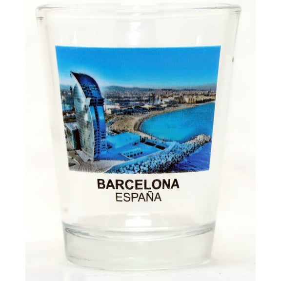 Barcelona Spain City Panorama Color Photo shot glass
