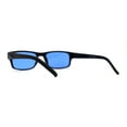 thumbnail image 2 of Mens Small Face Snug Fit Color Lens Rectangular Plastic Frame Sunglasses Blue, 2 of 4