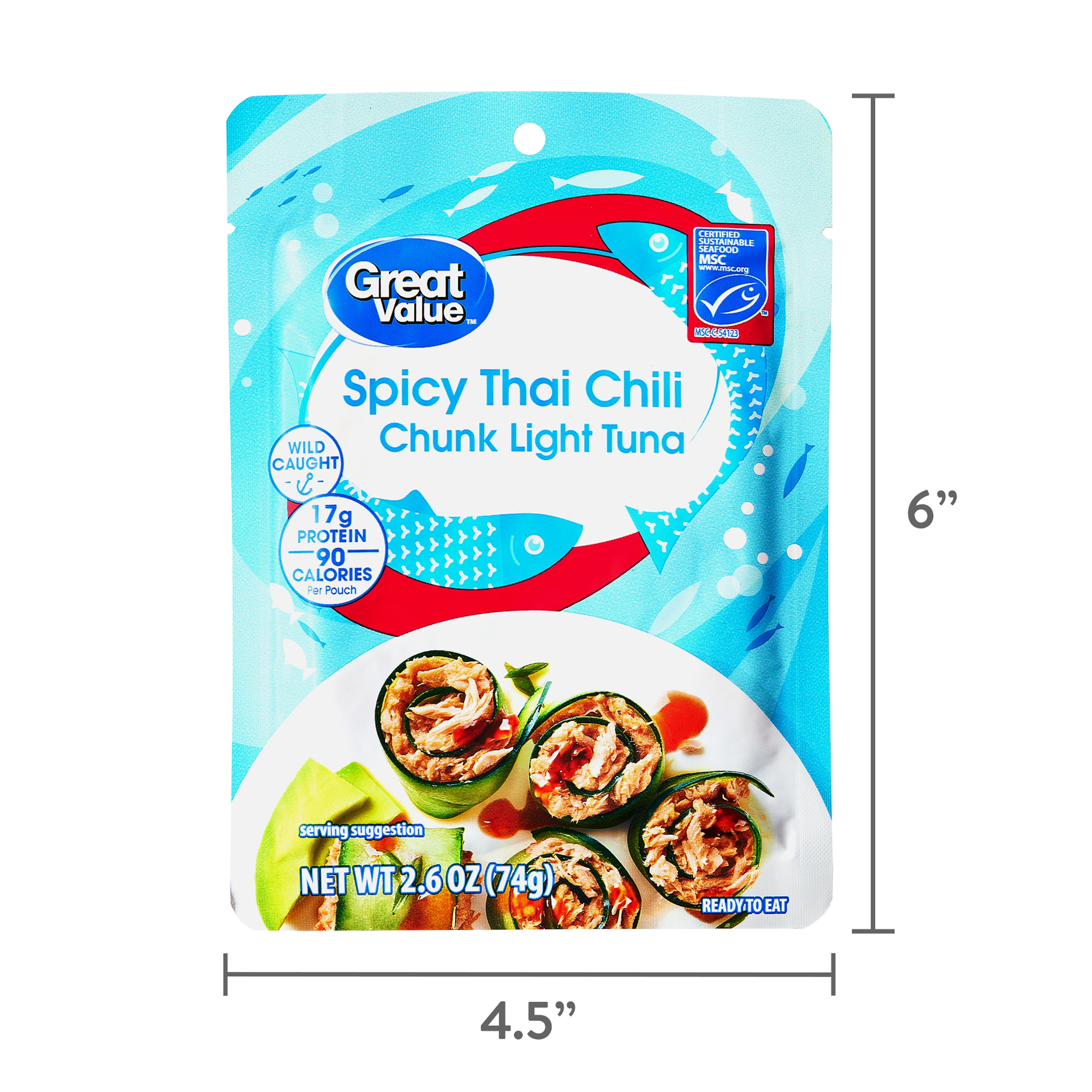 Great Value Chunk Light Tuna, Spicy Thai Chili, 2.6 oz