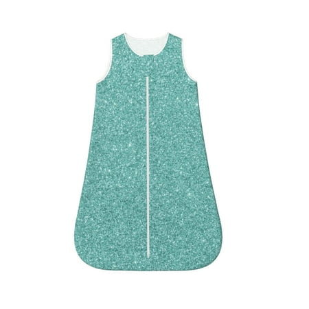 

Fotbe Teal Green Glitter Pattern Sleep Sack - Baby Wearable Blanket with Zipper Extra Soft Cotton Sleeveless Sleeping Bag for Infants-Medium