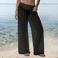thumbnail image 2 of LEKODE Women See Through Sheer Mesh Loose Bottoms Swimsuit Bikini Cover Up Elastic Waist Wide Leg Pant Black L, 2 of 4