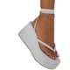 thumbnail image 1 of Strappy Sandals For Women Thick Bottom Peep-toe Sandals Casual Simple Shoes For Shopping Driving Walking-26White39, 1 of 5