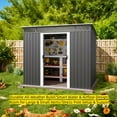 thumbnail image 2 of 6×8 FT Outdoor Metal Storage Shed with Steel Base Kit & Metal Door – Black Garden Shed for Backyard, Poolside, or Patio, 2 of 6