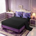thumbnail image 3 of Erosebridal Purple Watercolor Floral 7-Piece Twin Bedding,Golden Vine Motif Bedding Comforter Set,Black Reversible, 3 of 7