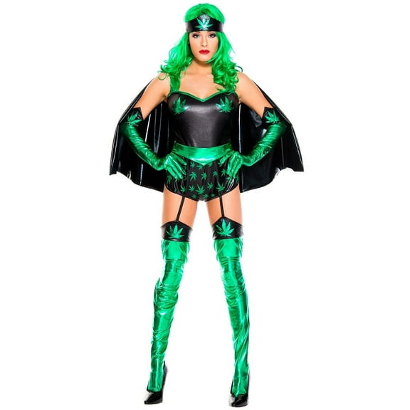 Music Legs Women's Leafy Super Woman Costume, Sexy Leafy Super Woman Costume