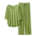 thumbnail image 2 of Fnooota Women's Pajama Sets, 2-Piece V Neck 3/4 Sleeve Summer Sleepwear Sets Green Size XL, 2 of 3