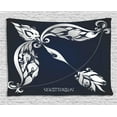thumbnail image 1 of Zodiac Decor Tapestry, Astrology Sign Sagittarius with Flower Images Planetary Impacts on Nature, Wall Hanging for Bedroom Living Room Dorm Decor, 80W X 60L Inches, Blue Silver, by Ambesonne, 1 of 2