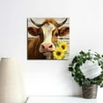 thumbnail image 3 of HOMICOZI Cow Pictures Wall Decor Country Farmhouse Canvas Wall Art Rustic Sunflower Bathroom Decor Framed Artwork Paintings for Wall Decorations for Bedroom Office Kitchen Living Room 16 X16in, 3 of 4