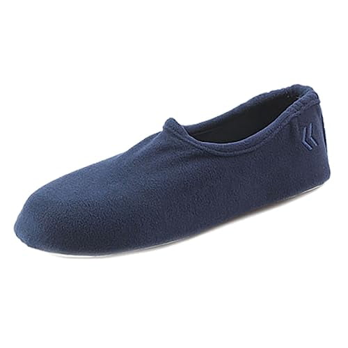 Isotoner mens Classic Stretch Fleece Slippers, Navy, 10/11 US