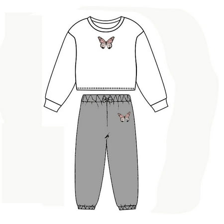 

Girl s 2 Pieces Outfit Butterfly Print Crop Tops and Pant Set Clothing Set