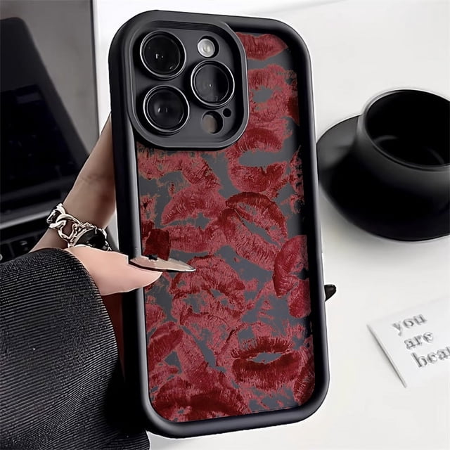 Sexy Girl Étui de Téléphone Lèvres Rouges pour iPhone 15 14 11 12 13 Pro Max 14 15 Plus 7 8 Plus X XR TP Max Mode Kisses Couverture Protectrice RJ